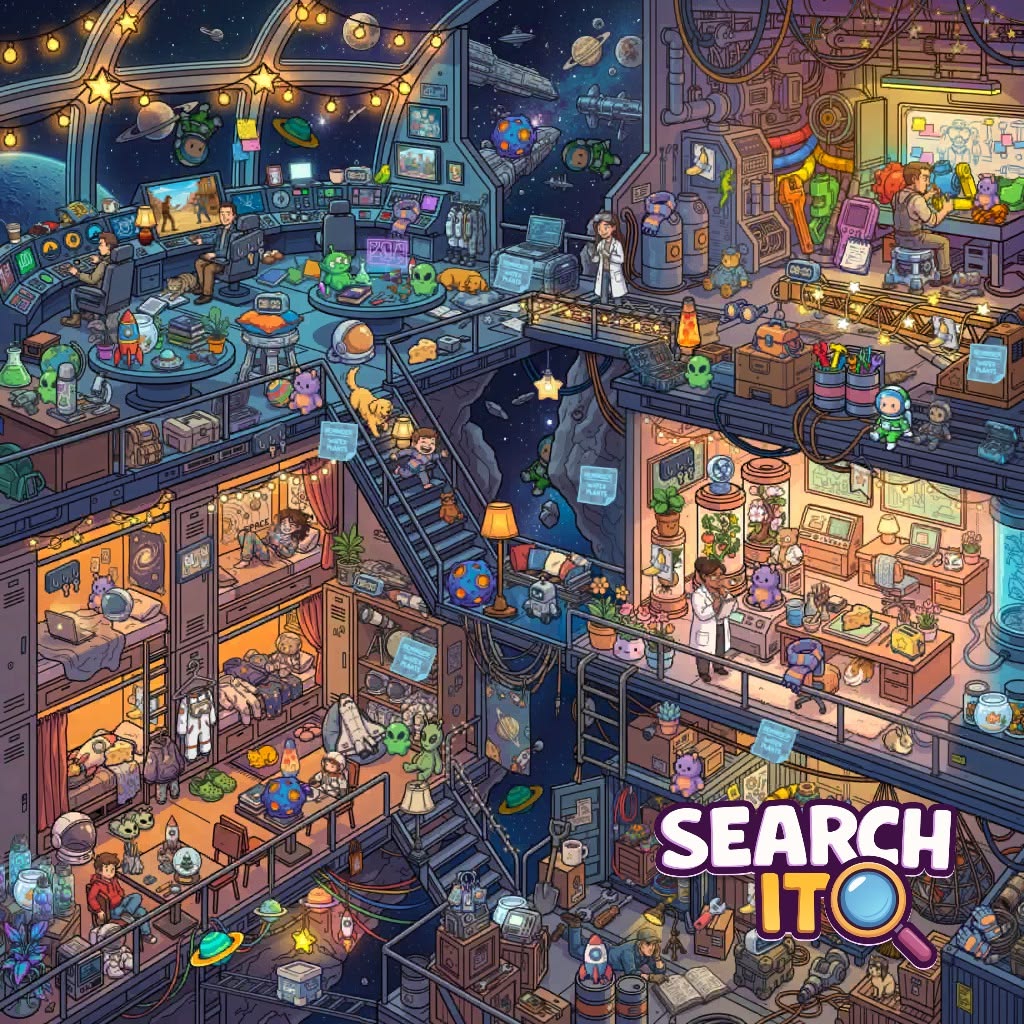 Whimsical Space Station Interior