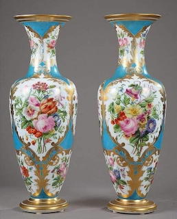 Antique Floral Porcelain Vases