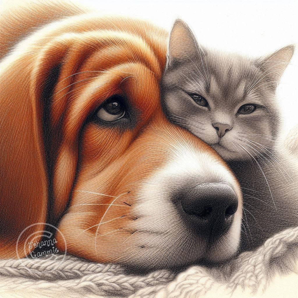 Dog and Cat Cuddle