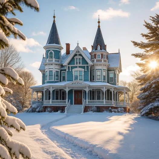 Victorian House in Snow