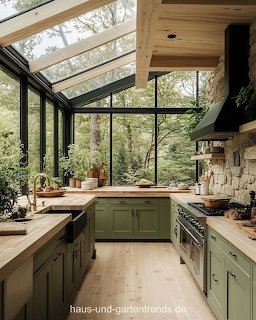 Green Kitchen Glass Ceiling