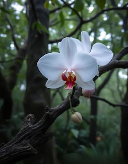 White Orchid in Garden