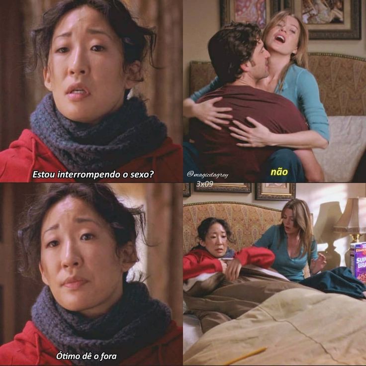 Four-panel TV scene collage with two women in a bedroom and Portuguese subtitles