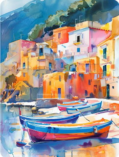Watercolor Fishing Boats