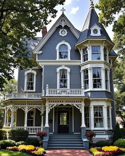 Blue Victorian Mansion House