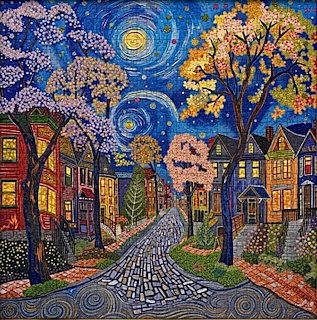 Starry Night Village Street
