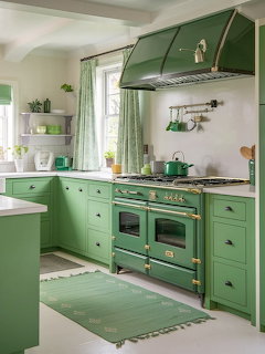 Green Vintage Kitchen Interior