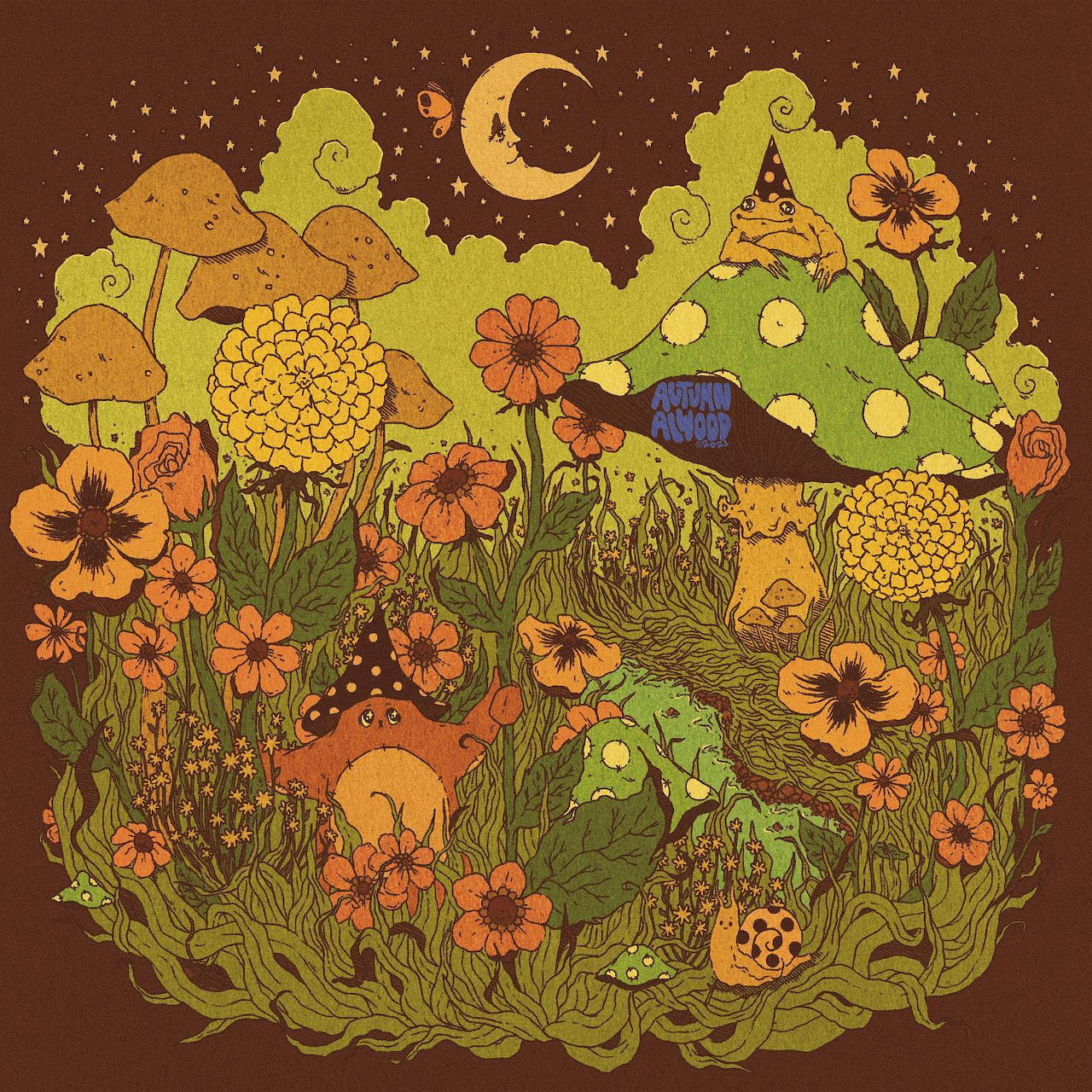 Frog in Autumn Garden