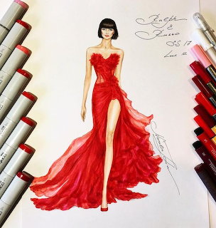 Red Evening Gown Sketch