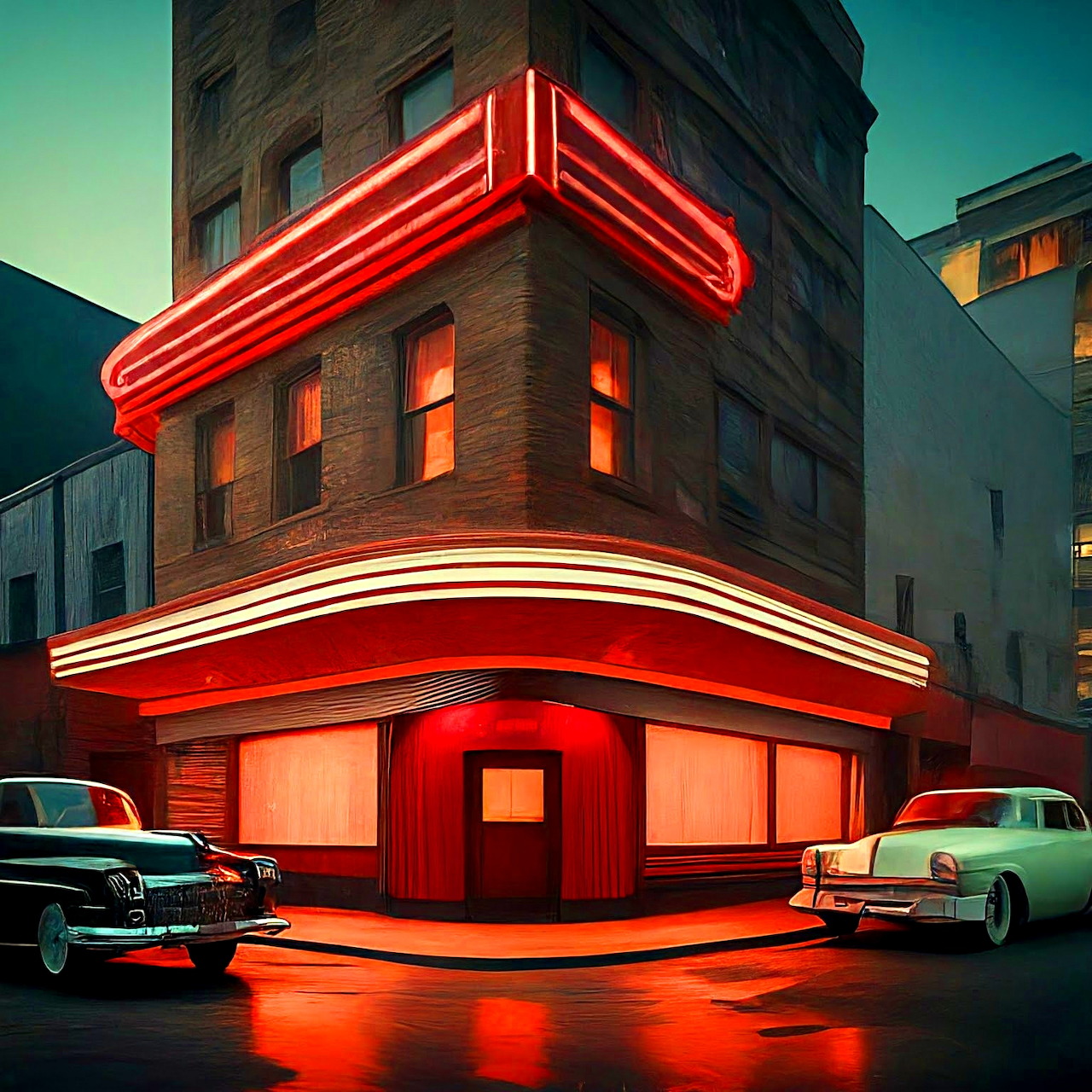 Vintage Nightclub Corner Building