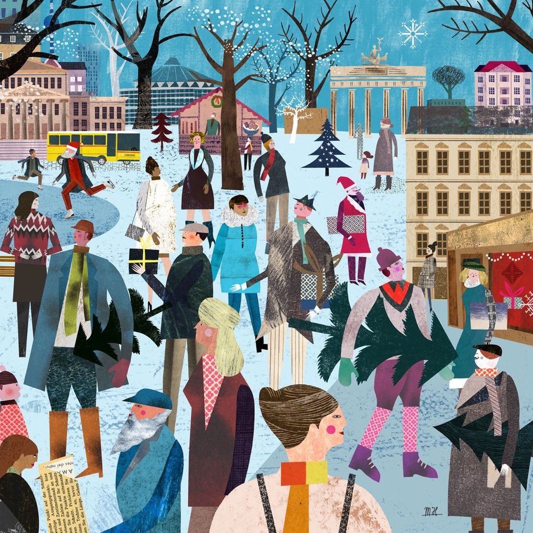 Winter City Shopping Scene