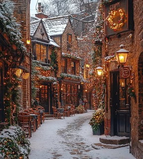 Snowy Village Street