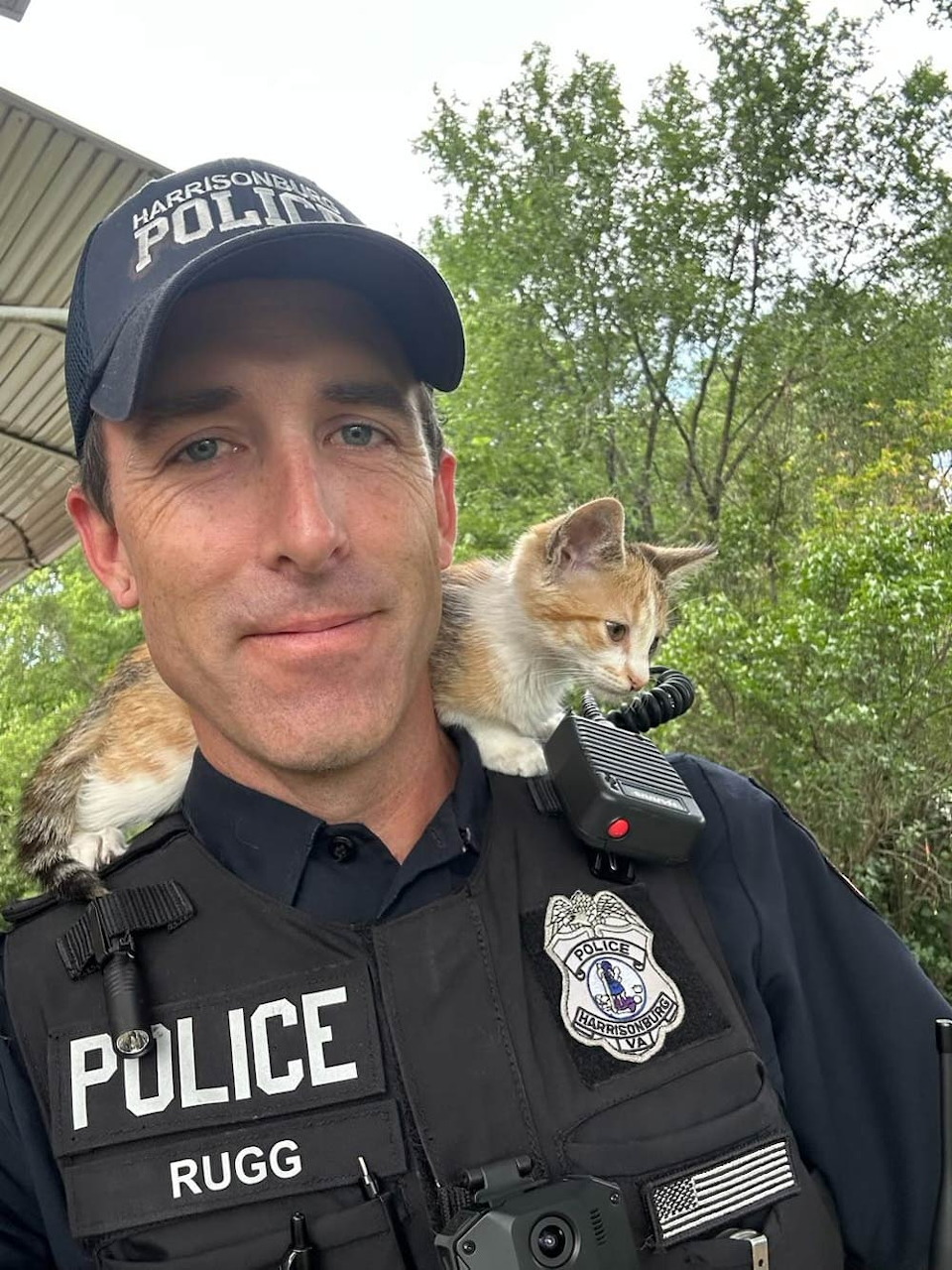 Police Officer with Kitten