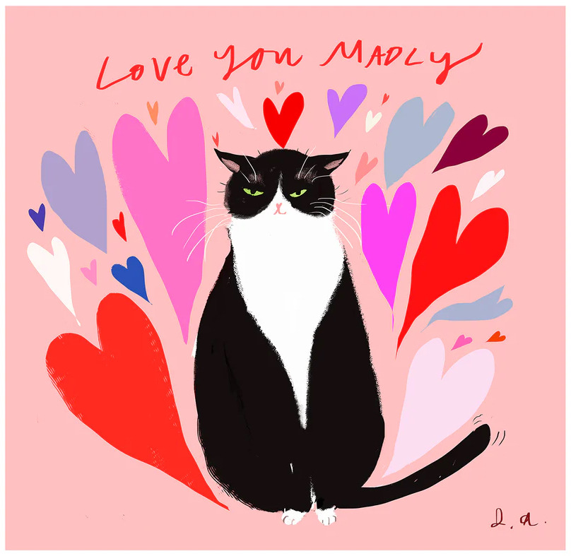 Love You Madly Valentine Cat