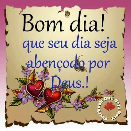 Illustrated parchment with a Portuguese good morning blessing, hearts, and flowers