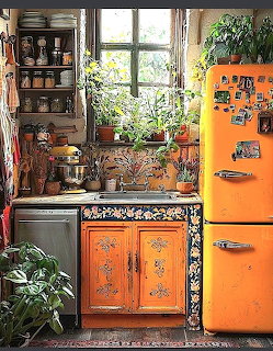 Orange Vintage Kitchen Interior