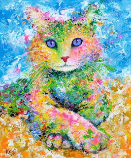 Colorful Pastel Cat Painting