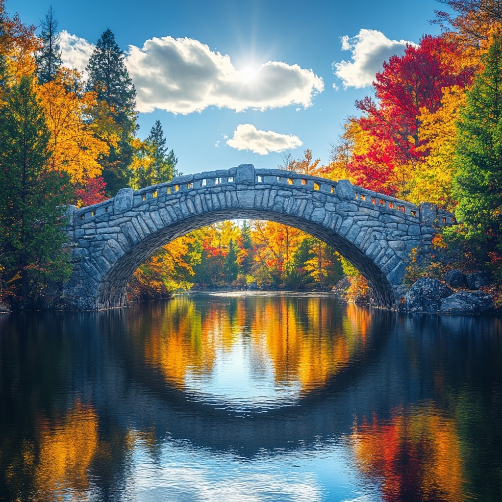 Stone Bridge Autumn Reflection