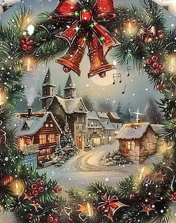 Christmas Village Snow Scene