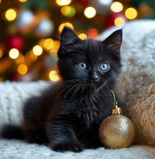 Black Kitten Christmas Ornament
