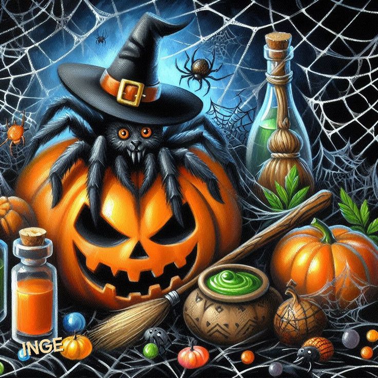 Halloween Pumpkin Cat Witch