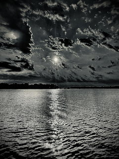Black and White Lake Sunset