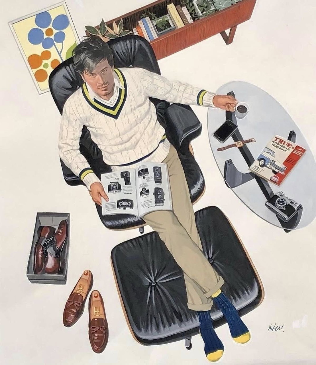 Retro illustration by Hiroshi Watatani in vintage 2016 contemporary style.