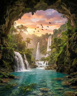 Fantasy Waterfall Cave