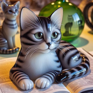 Decorated Ceramic Cat Figurine