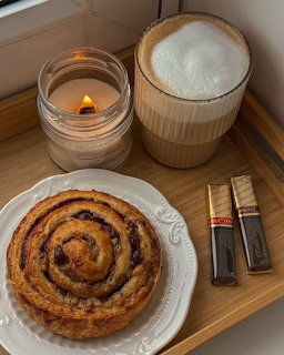Cappuccino and Cinnamon Roll