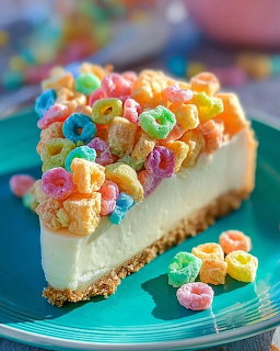 Fruity Cereal Cheesecake Slice