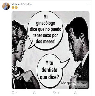 Black-and-white Spanish meme of a man and woman talking with speech bubbles