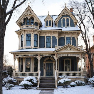 Victorian House Winter Snow