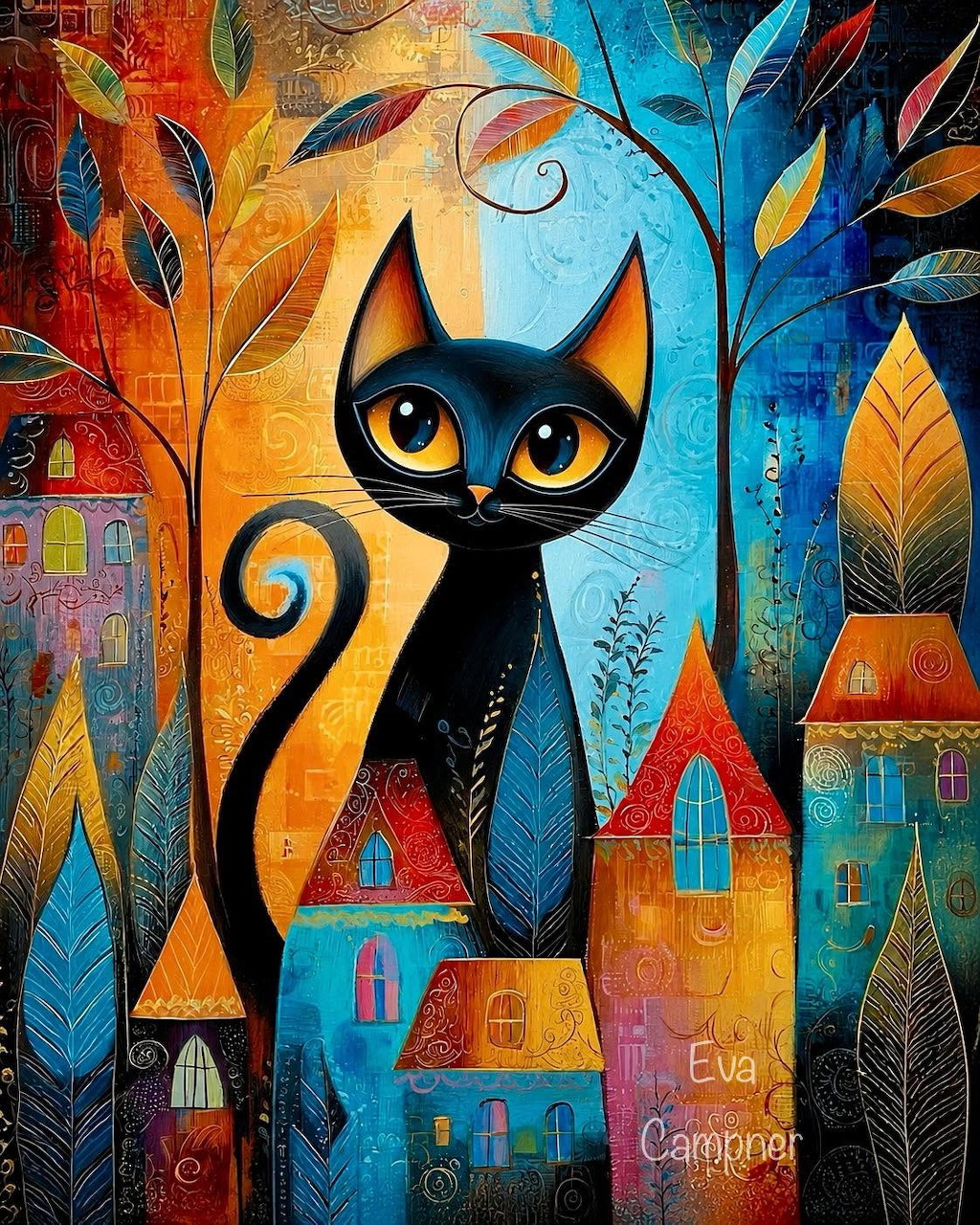 Black Cat Folk Art