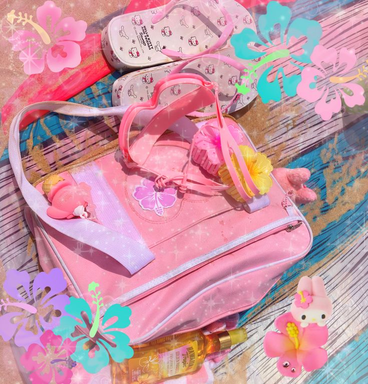 Pink Roller Skates Tropical Flatlay
