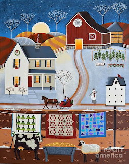 Folk Art Winter Farm