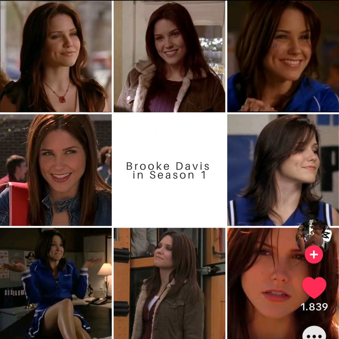 Grid of nine photos showing a young woman with long dark hair in different scenes and outfits
