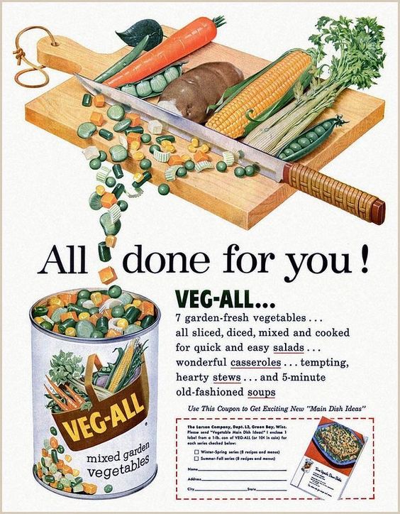 Veg-All canned mixed vegetables label with chopped carrots, potatoes, corn and peas