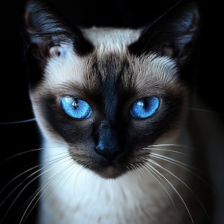 Siamese Cat Blue Eyes Portrait