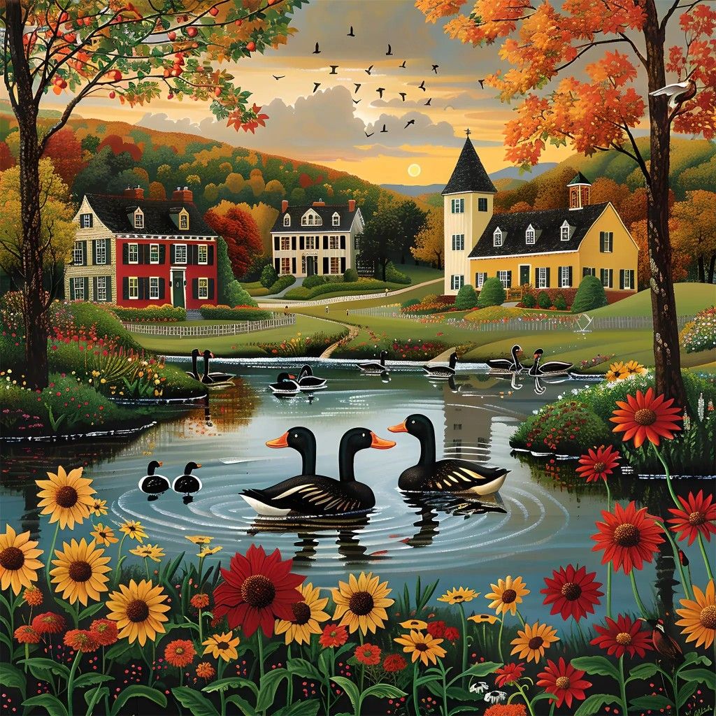 Autumn Village Pond