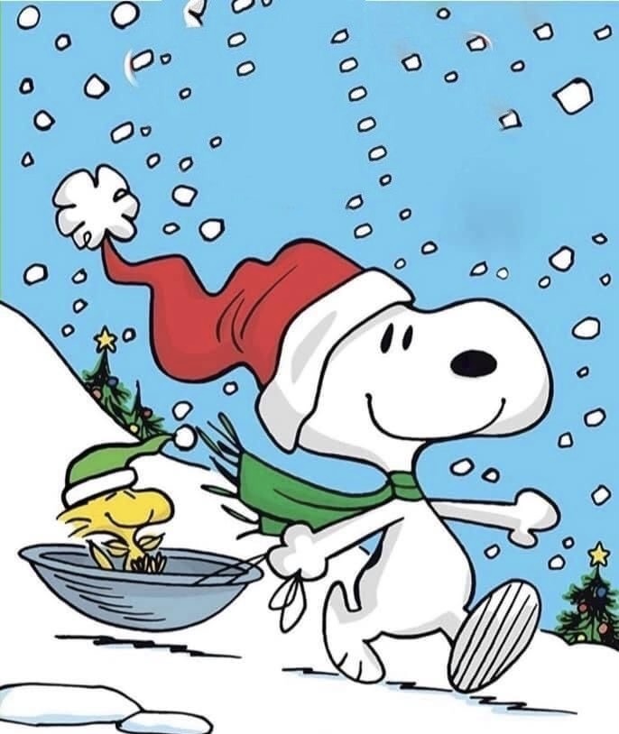Snoopy and Woodstock Winter Scene