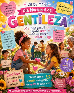 Vibrant poster showing children exchanging flowers and promoting kindness on May 29th National Kindness Day