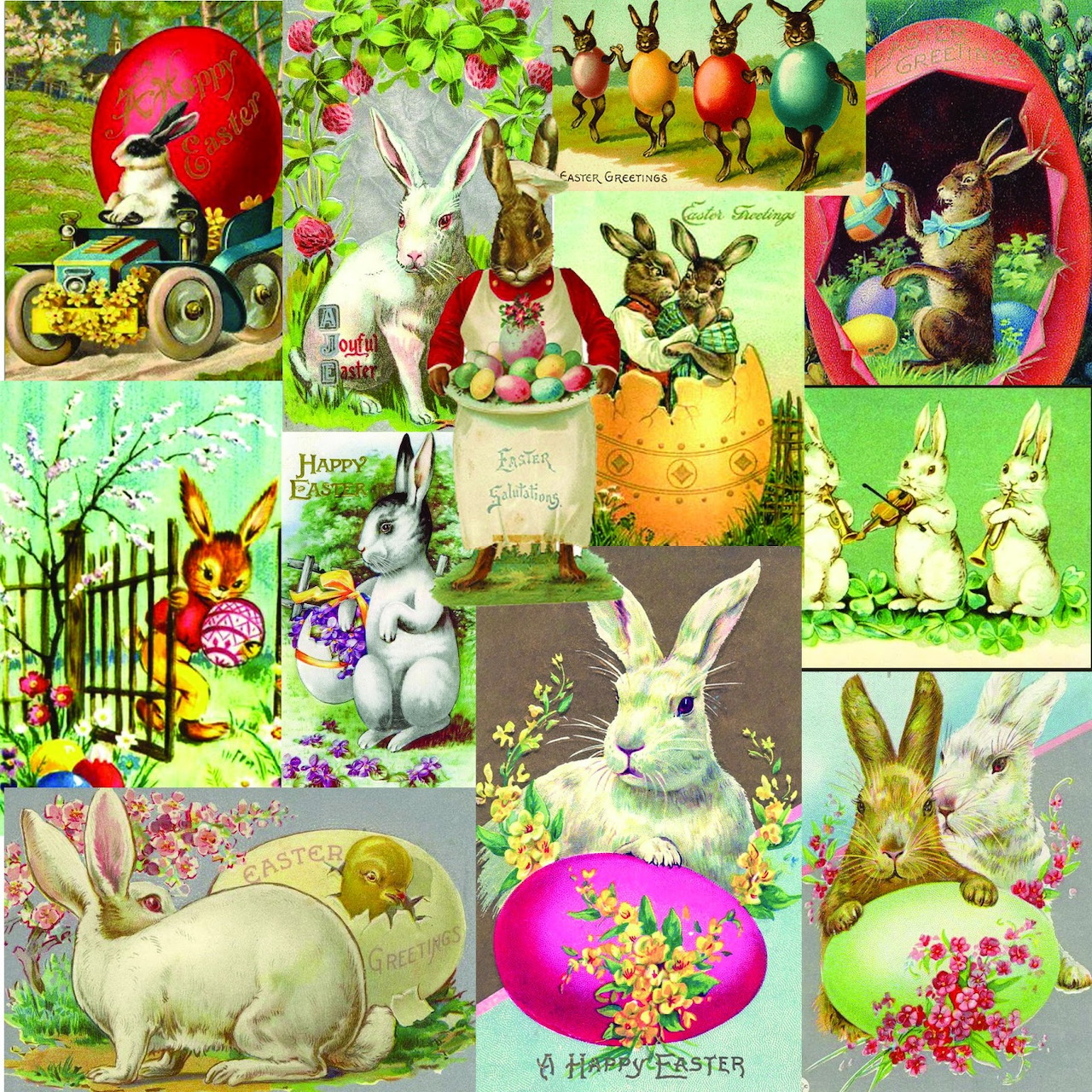Vintage Easter Bunny Collage