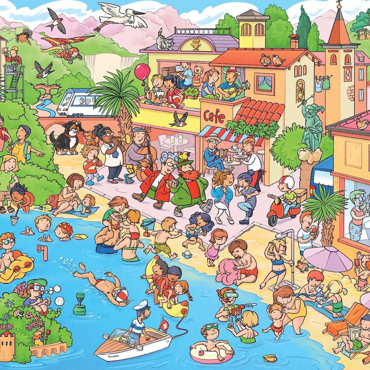 Busy Beach Resort Illustration