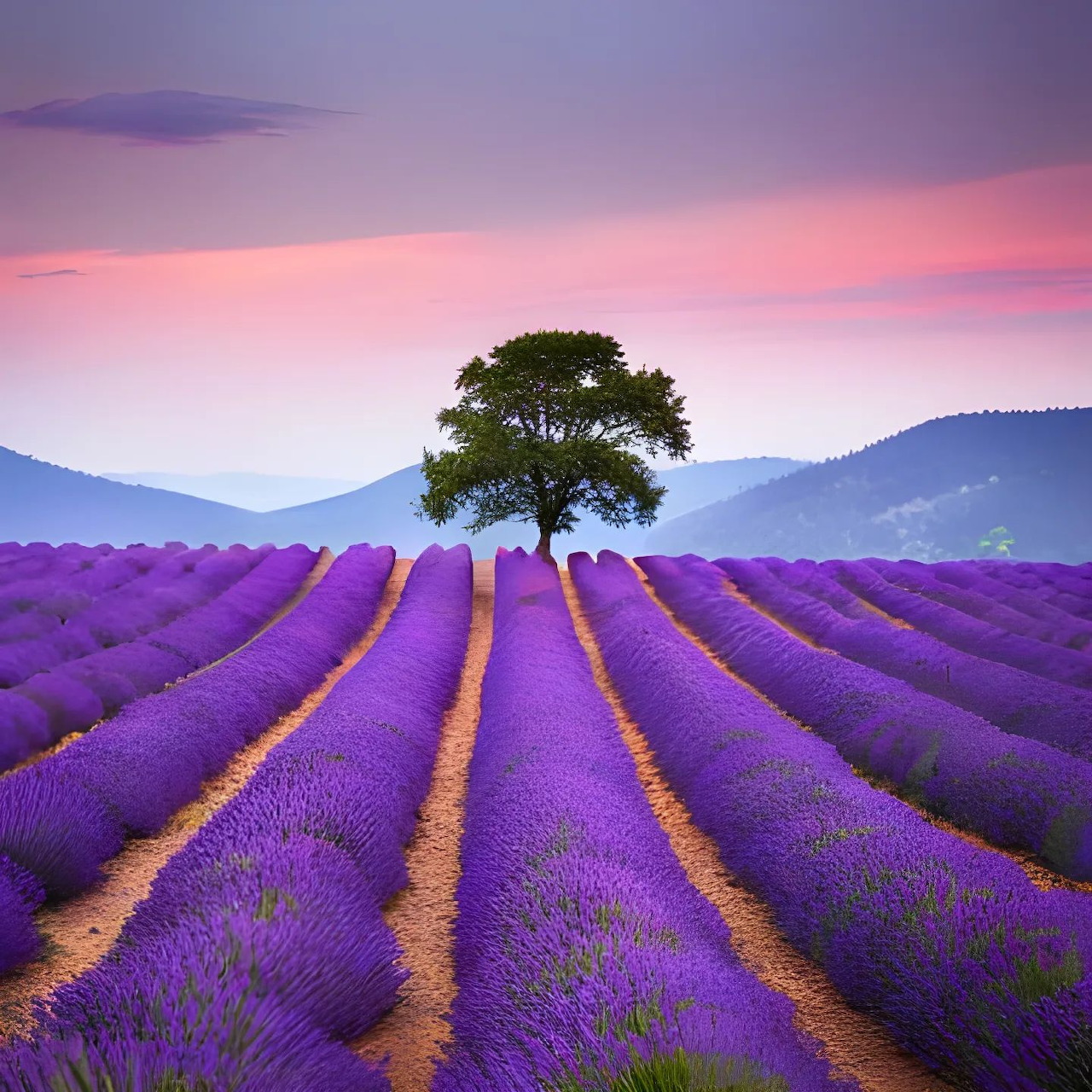 Lavender Field Tree