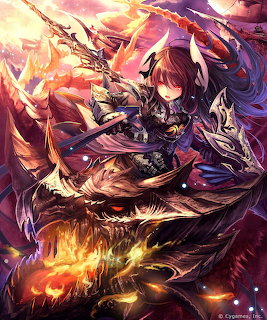 Anime warrior in ornate armor mounted on a fierce golden dragon surrounded by fire and magical energy
