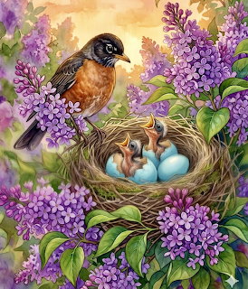 Robin and Nestlings