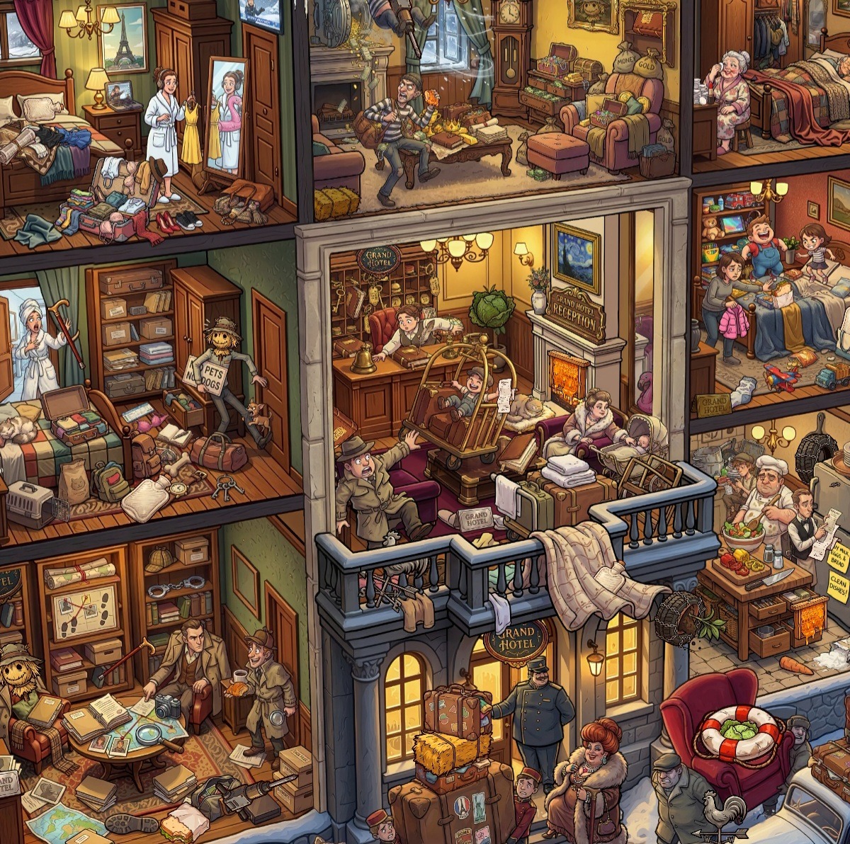 Cutaway House Interior Cartoon