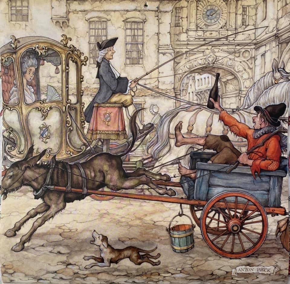 Anton Pieck Horse Carriage Scene