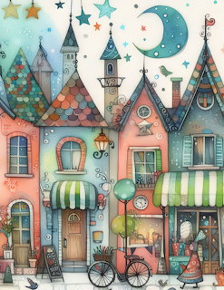 Whimsical Illustrated Village